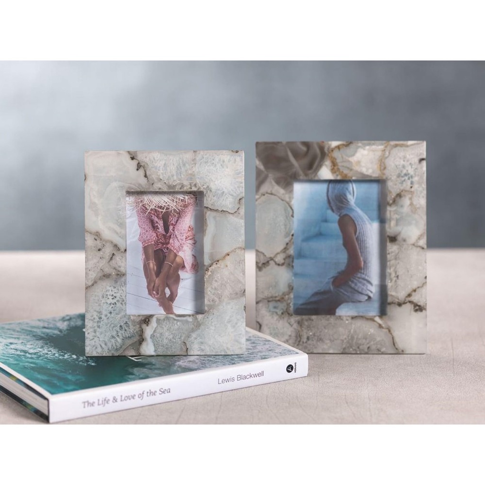 Zodax Preto Natural Genuine Agate Stone Photo Frame 5" X 7"